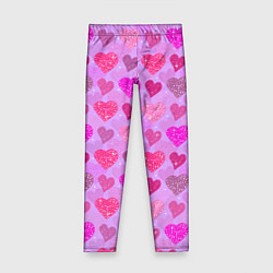 Леггинсы для девочки Розовые сердечки, цвет: 3D-принт