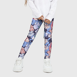 Леггинсы для девочки Карпы КОИ и цветки Лотоса, цвет: 3D-принт — фото 2