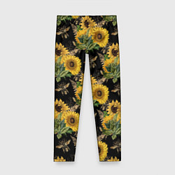 Леггинсы для девочки Fashion Sunflowers and bees, цвет: 3D-принт