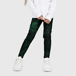 Леггинсы для девочки Темно-зеленый мраморный узор, цвет: 3D-принт — фото 2