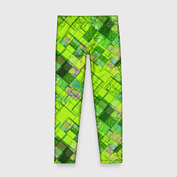 Леггинсы для девочки Ярко-зеленый абстрактный узор, цвет: 3D-принт