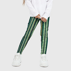 Леггинсы для девочки Ветрикальные зеленые полосы, цвет: 3D-принт — фото 2