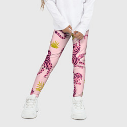 Леггинсы для девочки Розовые тигры паттерн, цвет: 3D-принт — фото 2