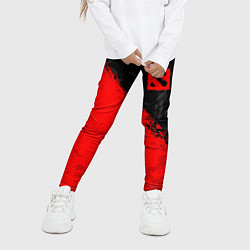 Леггинсы для девочки DOTA 2 RED LOGO, БРЫЗГИ КРАСОК, цвет: 3D-принт — фото 2
