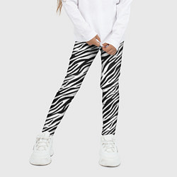 Леггинсы для девочки Чёрно-Белые полоски Зебры, цвет: 3D-принт — фото 2