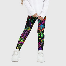 Леггинсы для девочки Абстрактный узор Vanguard Fashion Неон, цвет: 3D-принт — фото 2