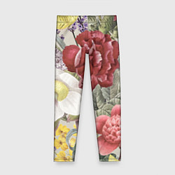 Леггинсы для девочки Цветы Красочный Садовый Букет, цвет: 3D-принт
