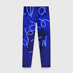 Леггинсы для девочки Неоновые закрученные фонари - Синий, цвет: 3D-принт