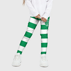 Леггинсы для девочки ФК Ахмат на фоне бело зеленой формы, цвет: 3D-принт — фото 2
