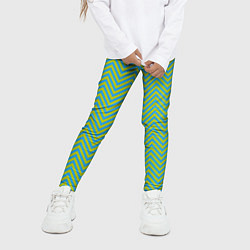 Леггинсы для девочки Зеленые зигзаги, цвет: 3D-принт — фото 2