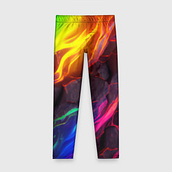 Леггинсы для девочки Neon rainbow lava, цвет: 3D-принт