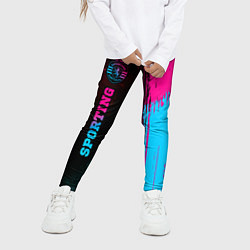 Леггинсы для девочки Sporting - neon gradient: по-вертикали, цвет: 3D-принт — фото 2