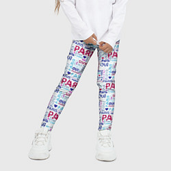 Леггинсы для девочки Парижская бумага с надписями - текстура, цвет: 3D-принт — фото 2
