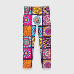 Леггинсы для девочки Пэчворк - мандалы, цвет: 3D-принт