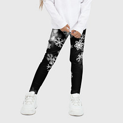 Леггинсы для девочки Белые снежинки, цвет: 3D-принт — фото 2