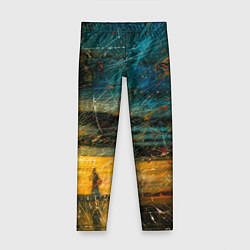 Леггинсы для девочки Синие и жёлтые огни и царапины, цвет: 3D-принт