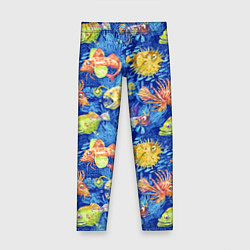 Детские легинсы Большие акварельные рыбы