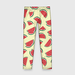 Леггинсы для девочки Кусочки арбуза на желтом фоне, цвет: 3D-принт