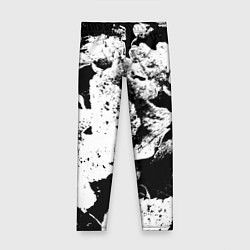 Леггинсы для девочки Листья черно-белое, цвет: 3D-принт