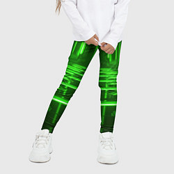 Леггинсы для девочки Зеленые световые объекты, цвет: 3D-принт — фото 2