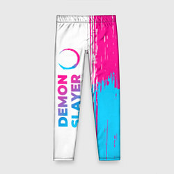 Леггинсы для девочки Demon Slayer neon gradient style: по-вертикали, цвет: 3D-принт