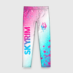 Леггинсы для девочки Skyrim neon gradient style: надпись, символ, цвет: 3D-принт