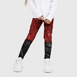 Леггинсы для девочки Черная красная текстура, цвет: 3D-принт — фото 2