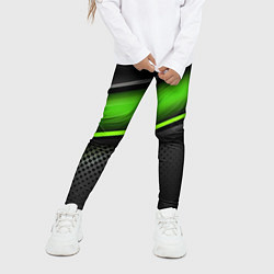Леггинсы для девочки Зеленая объемная полосы, цвет: 3D-принт — фото 2