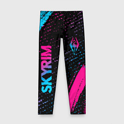Леггинсы для девочки Skyrim - neon gradient: надпись, символ, цвет: 3D-принт
