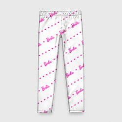 Леггинсы для девочки Барби паттерн - логотип и сердечки, цвет: 3D-принт