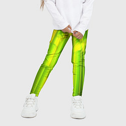 Леггинсы для девочки Зеленые неоновые полосы, цвет: 3D-принт — фото 2