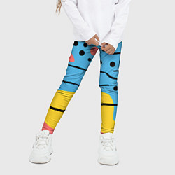Леггинсы для девочки Абстракция с черными пятнами на разноцветном фоне, цвет: 3D-принт — фото 2