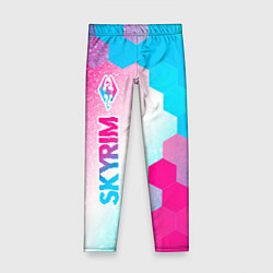 Леггинсы для девочки Skyrim neon gradient style: по-вертикали, цвет: 3D-принт