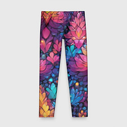 Леггинсы для девочки Растительный абстрактный узор, цвет: 3D-принт