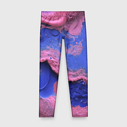 Леггинсы для девочки Розовая пена на синей краске, цвет: 3D-принт