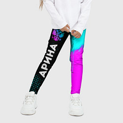 Леггинсы для девочки Арина и неоновый герб России по-вертикали, цвет: 3D-принт — фото 2