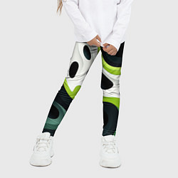 Леггинсы для девочки Белая вязкая текстура на зеленой, цвет: 3D-принт — фото 2