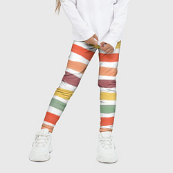 Леггинсы для девочки Разноцветные полосы от руки, цвет: 3D-принт — фото 2