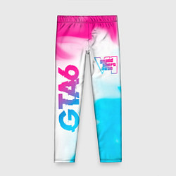 Леггинсы для девочки GTA6 neon gradient style вертикально, цвет: 3D-принт