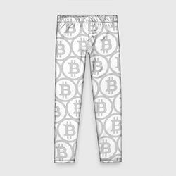 Леггинсы для девочки Биткоин патерн на белом фоне, цвет: 3D-принт