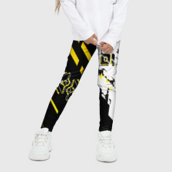Леггинсы для девочки Жёлтые и чёрные техно линии, цвет: 3D-принт — фото 2