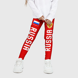 Леггинсы для девочки Россия три полоски на красном фоне, цвет: 3D-принт — фото 2