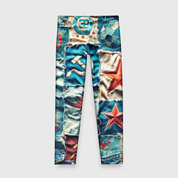 Леггинсы для девочки Пэчворк джинсы из СССР, цвет: 3D-принт
