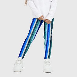 Леггинсы для девочки Сине-бирюзовый полосатый, цвет: 3D-принт — фото 2