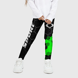 Леггинсы для девочки SsangYong green sport hexagon, цвет: 3D-принт — фото 2