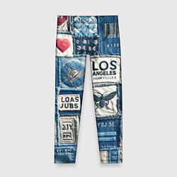 Леггинсы для девочки Лос Анджелес на джинсах-пэчворк, цвет: 3D-принт