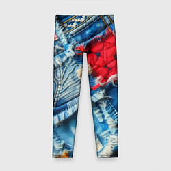 Леггинсы для девочки Авангардный джинсовый пэчворк - нейросеть, цвет: 3D-принт