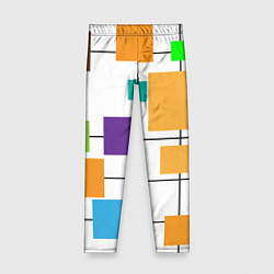 Леггинсы для девочки Разноцветные квадраты паттерны, цвет: 3D-принт