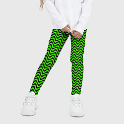 Леггинсы для девочки Искажённые полосы кислотный зелёный, цвет: 3D-принт — фото 2