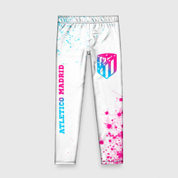 Леггинсы для девочки Atletico Madrid neon gradient style вертикально, цвет: 3D-принт